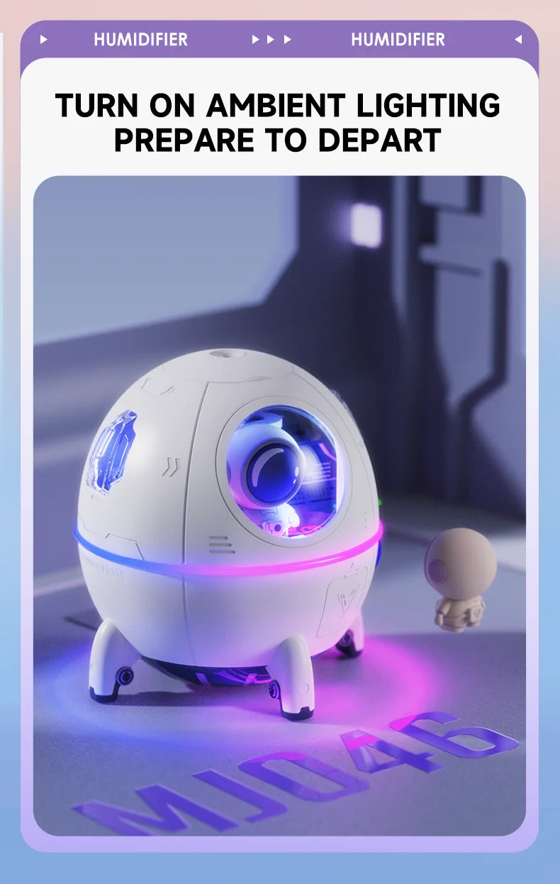 Portable Astronaut Humidifier with LED Light & Aroma Diffuser - USB-Powered for Clean, Hydrated Air | Cute Aesthetic Decor