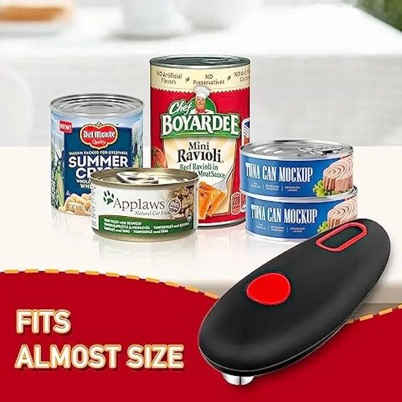 Automatic One-Touch Electric Can Opener - Portable Kitchen Tool for Effortless Jar and Bottle Opening