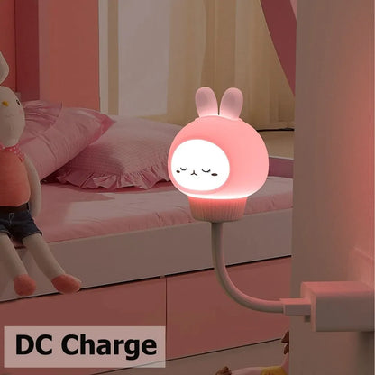 USB Night Light LED - Cute Cartoon Animal Lamp with Remote Control for Kids | Bear, Chick, & Kitten Bedside Decor