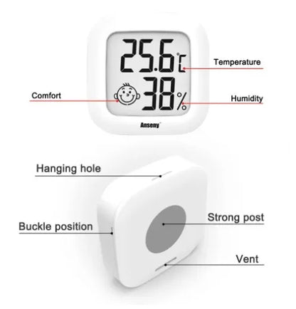 LCD Digital Thermometer Hygrometer - Indoor Temperature and Humidity Sensor Gauge for Home Weather Monitoring