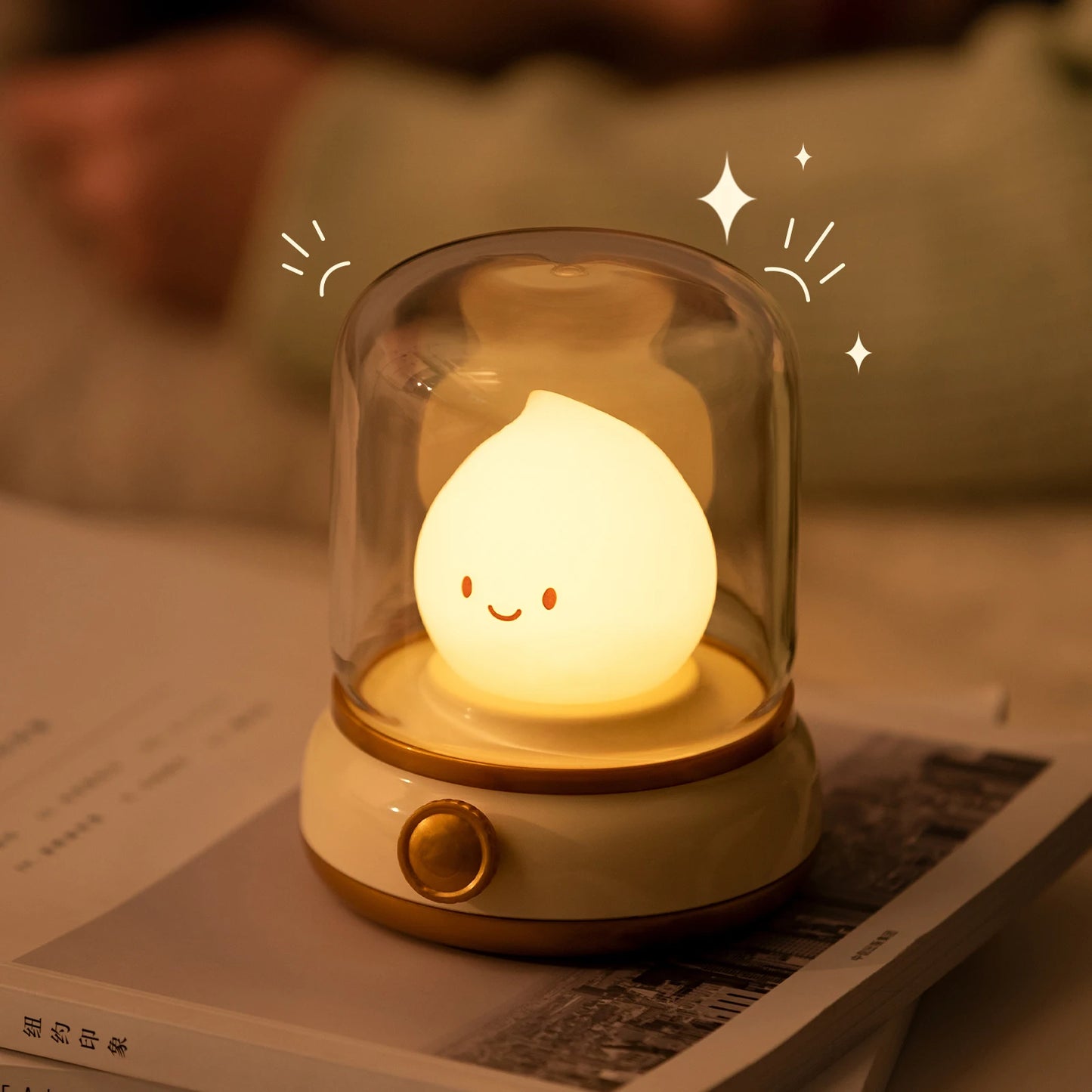 Creative Portable Mini Desktop LED Night Lamp - USB Rechargeable Cartoon Table Lamp for Home & Hotel Decor