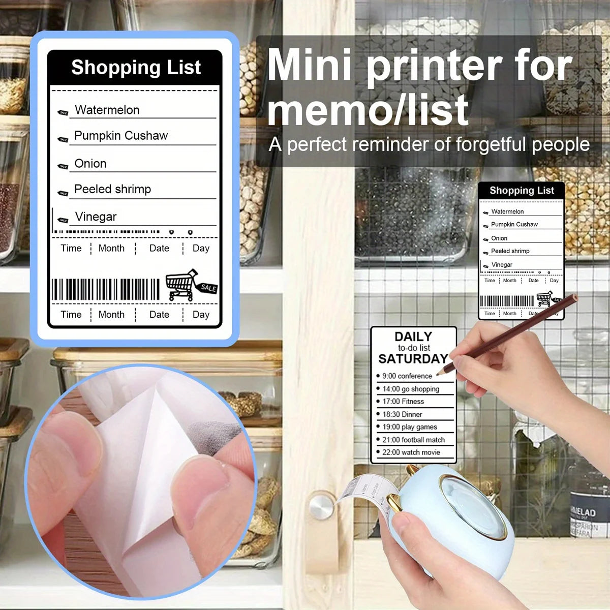 Mini Printer - Inkless Sticker Maker & Portable Thermal Printer for Photo Journals, Notes, and Memo (Bluetooth)