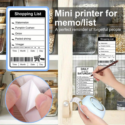 Mini Printer - Inkless Sticker Maker & Portable Thermal Printer for Photo Journals, Notes, and Memo (Bluetooth)