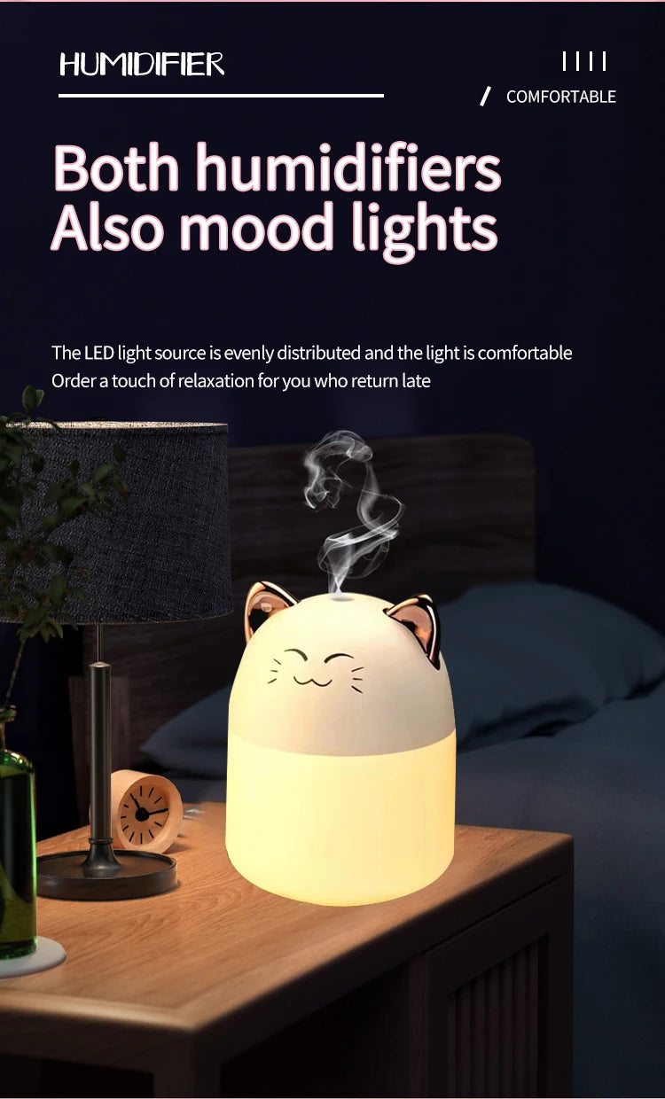 Cute Pet Mini Humidifier - USB-Powered Desktop Humidifier for Office, Bedroom, and Travel with Heavy Fog Spray