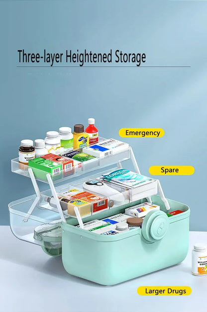 Portable First Aid Kit | Large-Capacity Medicine Organizer Box for Home & Travel