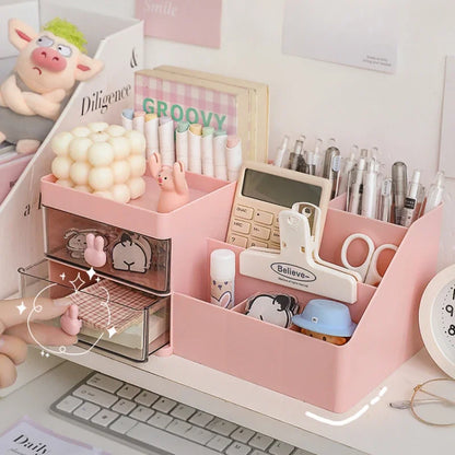 Transparent Desktop Organizer with Drawers – Multi-Functional Storage Box for Office Supplies, Cosmetics, and Stationery
