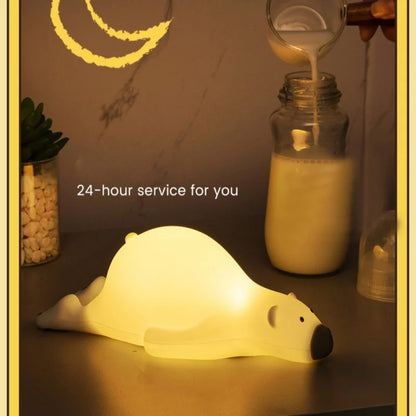 Cute Bear Night Light - Silicone Sensor Lamp with Adjustable Brightness & Timer for Kids' Sleep