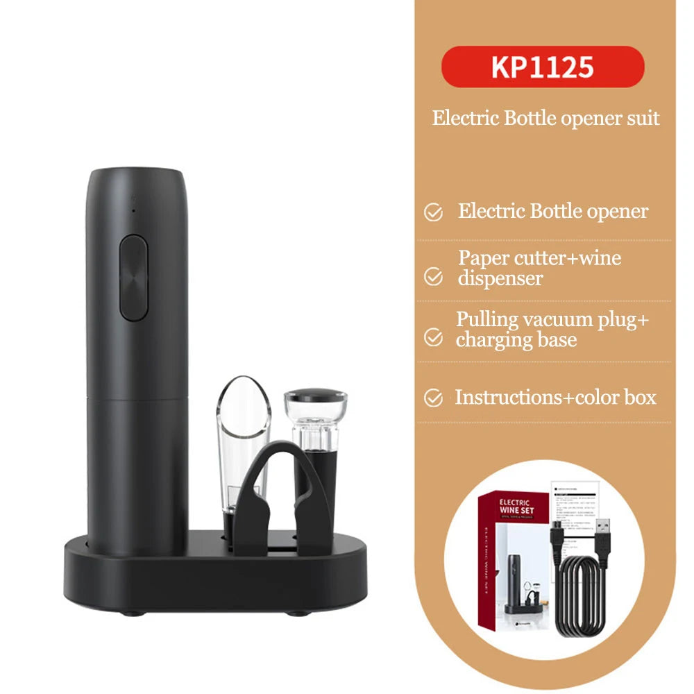 Electric Wine Bottle Opener – Automatic Corkscrew with Charging Base | Battery-Powered Wine Tool for Effortless Bottle Opening