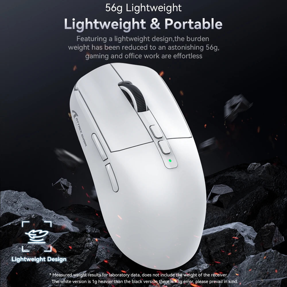 X6 Lightweight Wireless Gaming Mouse – 3 Mode Wired/2.4G/BT5.2, Up to 26K DPI, RGB Backlight, Rechargeable with Charging Base for Laptop & Desktop