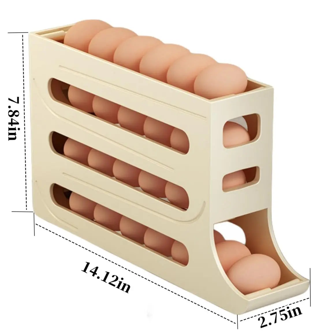 4-Tier Rolling Egg Holder Dispenser – Automatic Scrolling Egg Storage Box for Kitchen