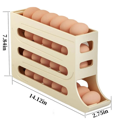 4-Tier Rolling Egg Holder Dispenser – Automatic Scrolling Egg Storage Box for Kitchen