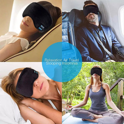 Bluetooth Sleeping Headphones Eye Mask - Comfortable Wireless Music Earphones with Soft Elastic Headband for Sleep