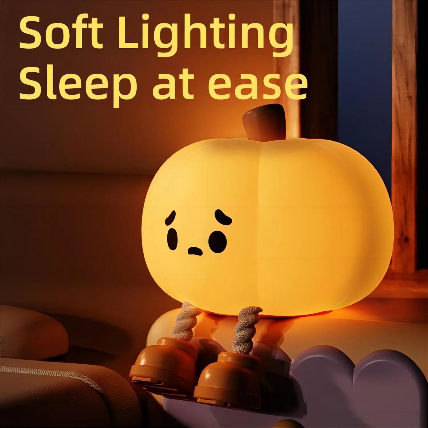 Halloween Pumpkin Night Light - Cute Soft Silicone Safe Lamp with Timing and Dimmable Features for Bedside Decor and Halloween Gifts