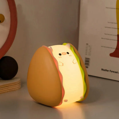 Cute Bear Night Light - Silicone Sensor Lamp with Adjustable Brightness & Timer for Kids' Sleep