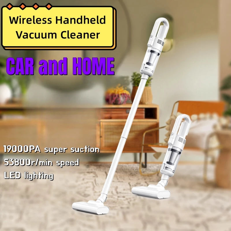 19000Pa Wireless Vacuum Cleaner - Powerful Multifunctional Handheld Cleaning Machine with Metal Strainer