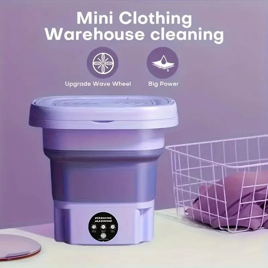8L Mini Folding Washing Machine – Portable Laundry Washer with Automatic Modes & Drain Basket | Compact & Travel-Friendly