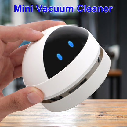 USB Rechargeable Desk Vacuum Cleaner with Brush - Mini Desktop Sweeper for Home & Office