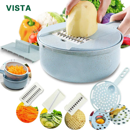 Multifunctional Vegetable Chopper & Grater - Manual Fruit Slicer for Potatoes, Cheese, and Onions