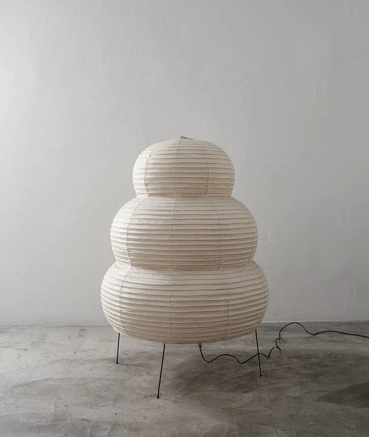 Japanese Wabi-Sabi White Rice Paper Table Lamp - Tripod Floor Lamp for Bedroom, Living Room, Study, Loft Decor