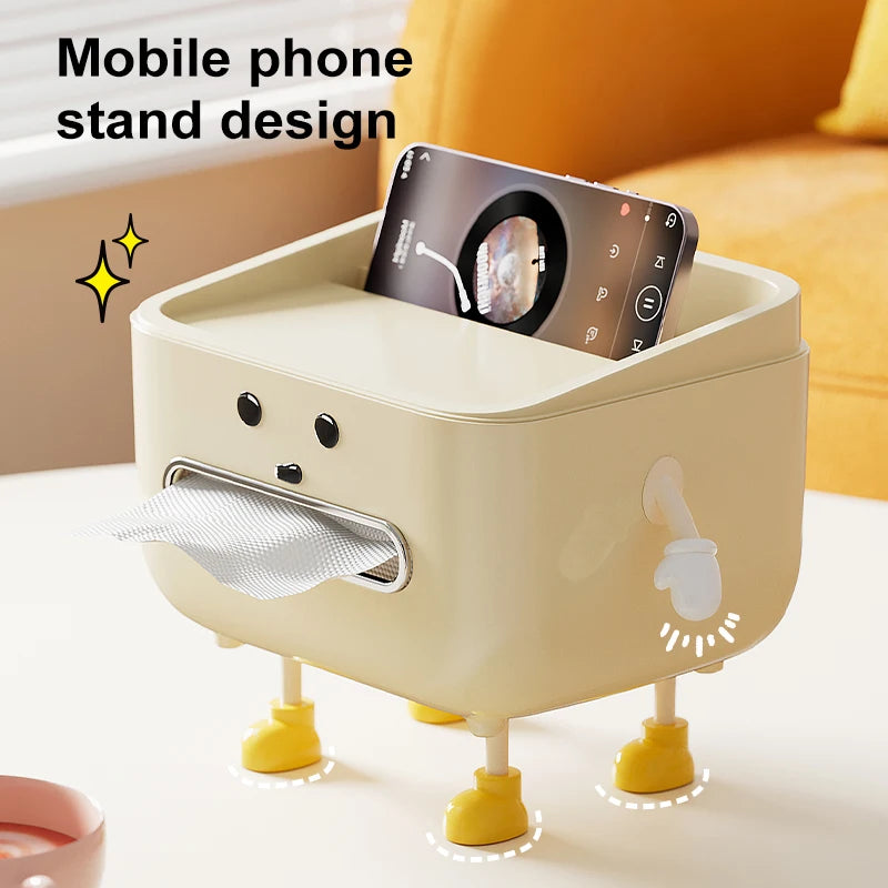 Luxury Multi-Function Paper Towel Box - High-End Desktop Organizer for Living Room, Bedroom, and Bedside with Remote Control Storage