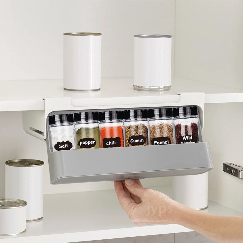 Self-Adhesive Kitchen Spice Rack – Wall-Mounted & Under-Shelf Seasoning Organizer for Storage and Spice Jars