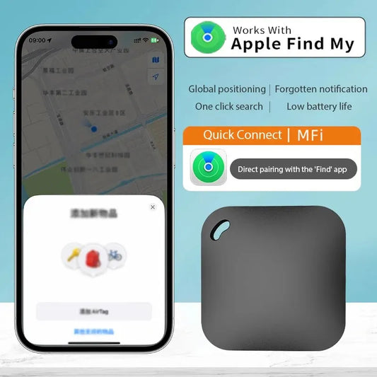 Smart Bluetooth GPS Tracker - MFI Rated Locator for Apple Find My App, Anti-Lost Device for Keys, Pets, and Kids