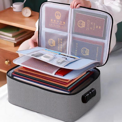 Document Organizer Briefcase – 3-Layer Waterproof File Holder with Code Lock for Men and Women, Portable File Storage Case for Travel and Home Use