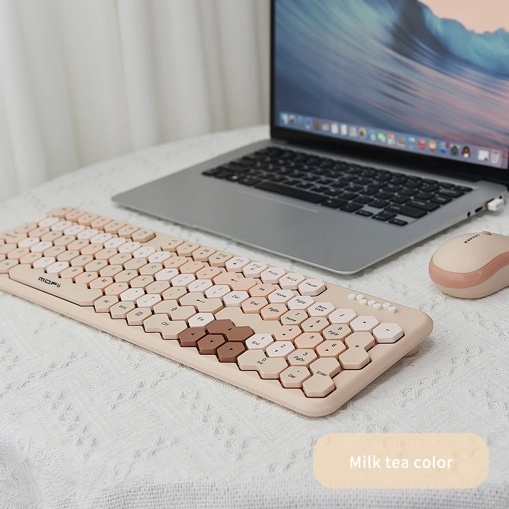 Wireless Diamond Keyboard and Mouse Combo - Cute Irregular Key Design for PC, Laptop & Desktop - Fashionable Office Accessory