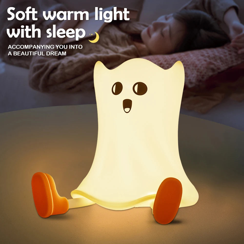 Halloween Pumpkin Night Light - Cute Soft Silicone Safe Lamp with Timing and Dimmable Features for Bedside Decor and Halloween Gifts