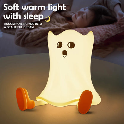 Halloween Pumpkin Night Light - Cute Soft Silicone Safe Lamp with Timing and Dimmable Features for Bedside Decor and Halloween Gifts