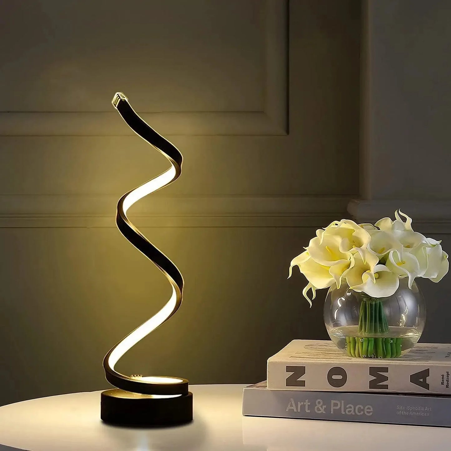 Modern Spiral Dimmable LED Table Lamp - Stylish Bedside & Nightstand Light for Living Room, Bedroom, Office