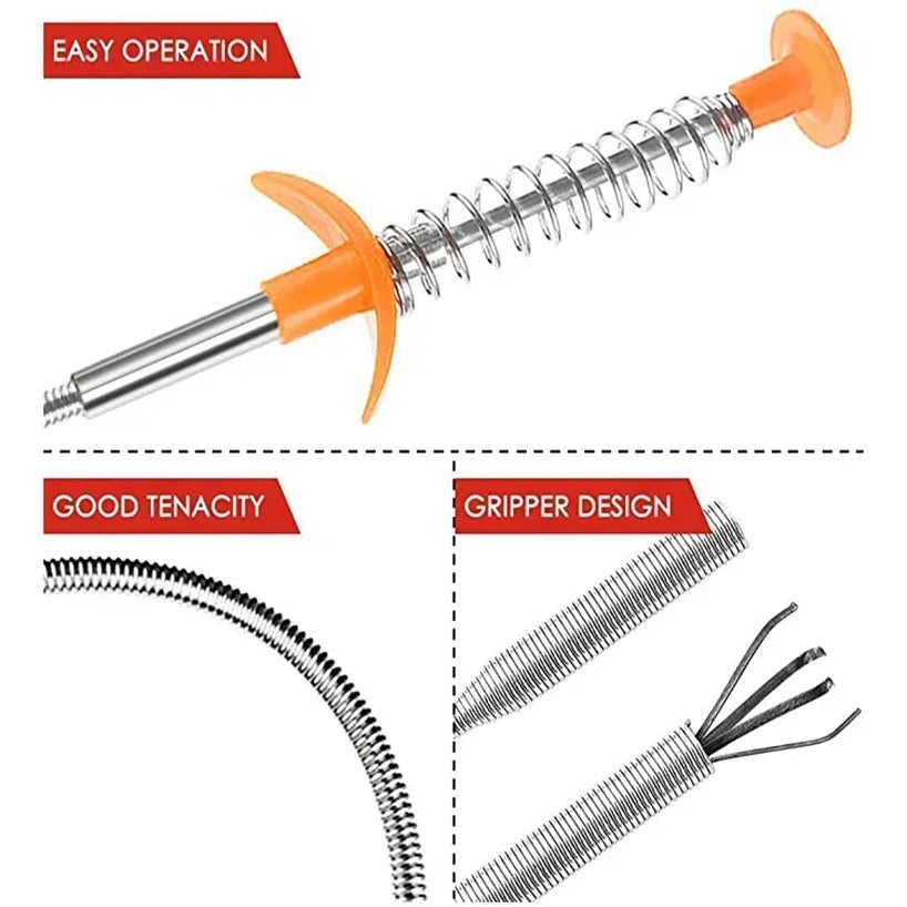 60cm Bendable Drain Clog Dredge Tool – Water Sink Cleaning Hook & Sewer Hair Remover