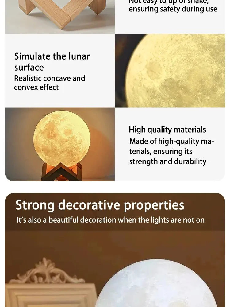 LED Galaxy Moon Lamp Night Light - DIY Moon Globe for Bedroom Décor & Gifts (Warm Light