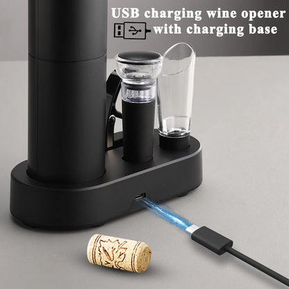 Electric Wine Bottle Opener – Automatic Corkscrew with Charging Base | Battery-Powered Wine Tool for Effortless Bottle Opening