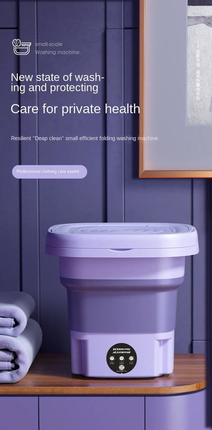 8L Mini Folding Washing Machine – Portable Laundry Washer with Automatic Modes & Drain Basket | Compact & Travel-Friendly