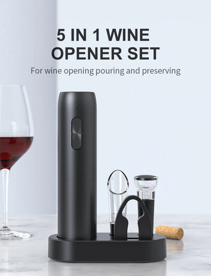Electric Wine Bottle Opener – Automatic Corkscrew with Charging Base | Battery-Powered Wine Tool for Effortless Bottle Opening