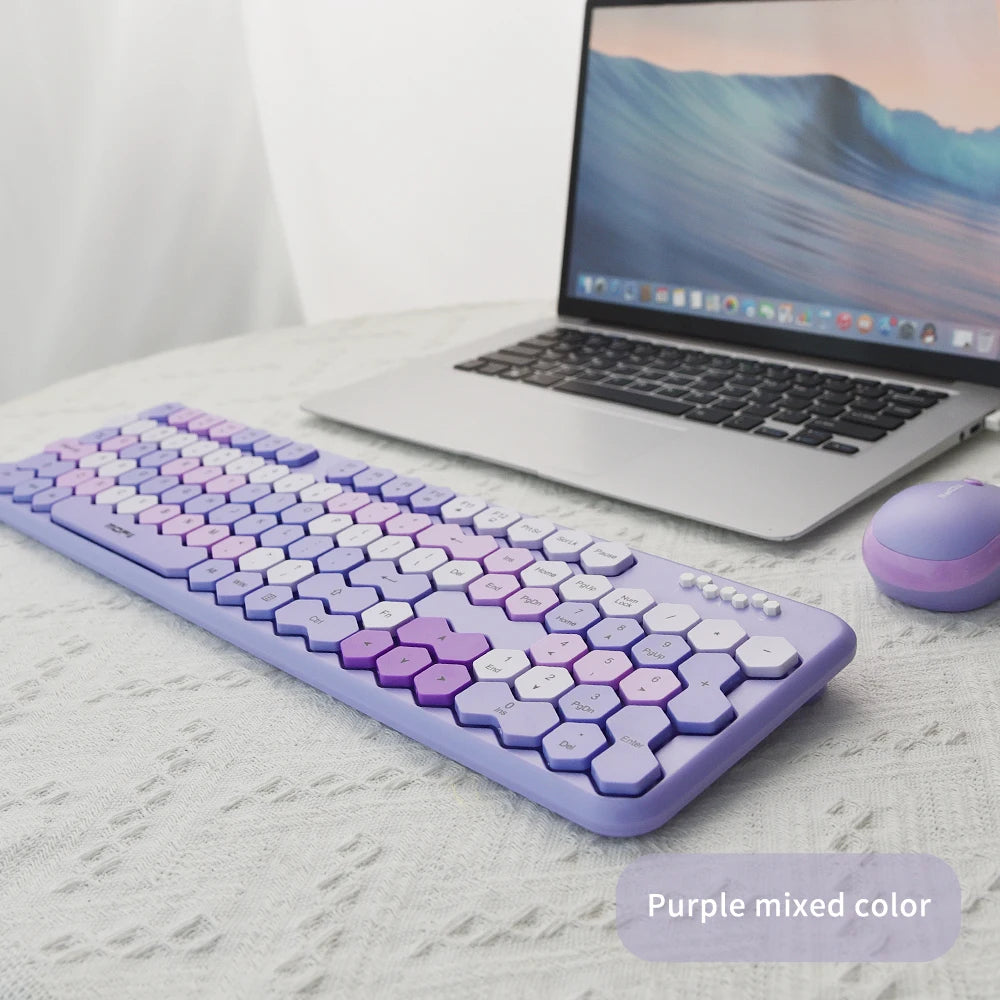 Wireless Diamond Keyboard and Mouse Combo - Cute Irregular Key Design for PC, Laptop & Desktop - Fashionable Office Accessory